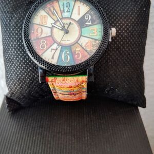 Colorful Analog Watch with Black Bezel
